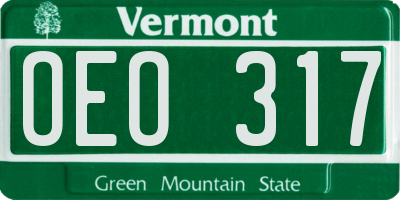 VT license plate OEO317