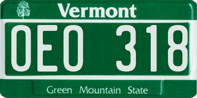 VT license plate OEO318