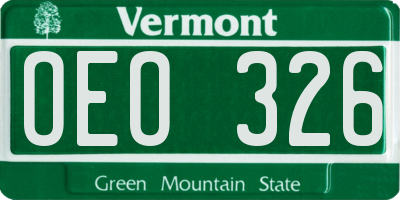 VT license plate OEO326