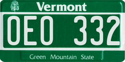 VT license plate OEO332