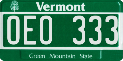 VT license plate OEO333