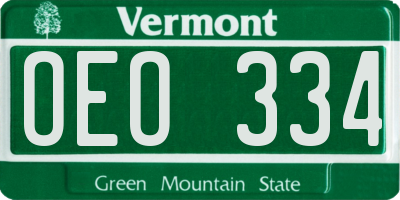 VT license plate OEO334
