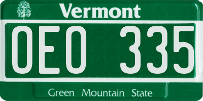 VT license plate OEO335