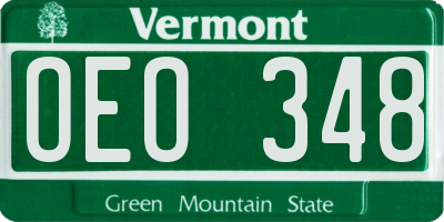 VT license plate OEO348