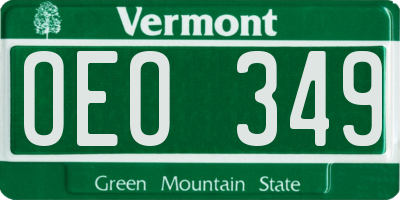 VT license plate OEO349