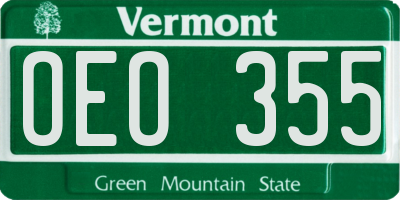 VT license plate OEO355