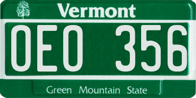 VT license plate OEO356