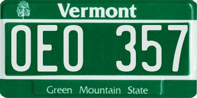 VT license plate OEO357
