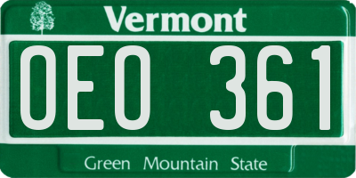 VT license plate OEO361