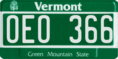 VT license plate OEO366