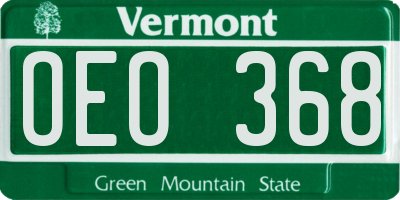 VT license plate OEO368