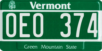 VT license plate OEO374