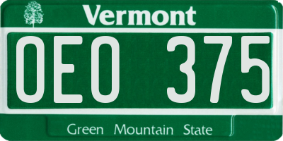 VT license plate OEO375