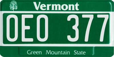 VT license plate OEO377