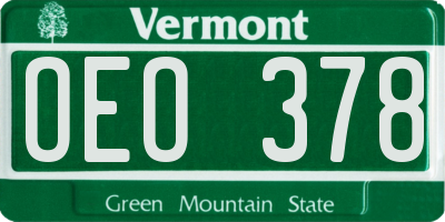 VT license plate OEO378