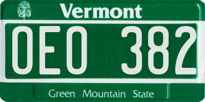 VT license plate OEO382