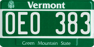 VT license plate OEO383