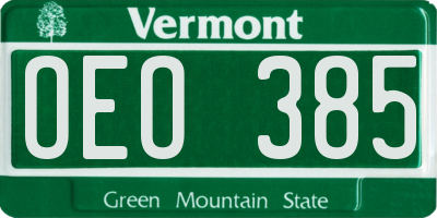 VT license plate OEO385