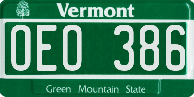 VT license plate OEO386