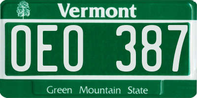VT license plate OEO387