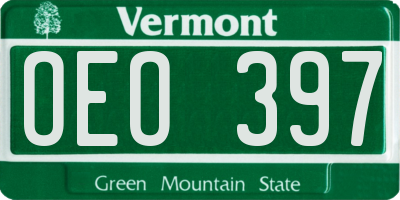 VT license plate OEO397