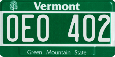 VT license plate OEO402