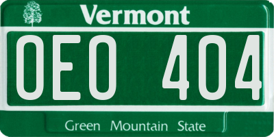VT license plate OEO404