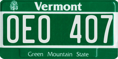 VT license plate OEO407