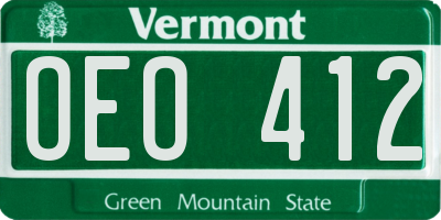 VT license plate OEO412