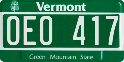 VT license plate OEO417