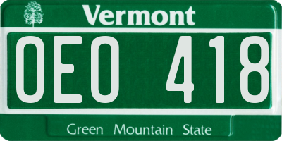 VT license plate OEO418