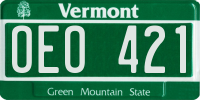 VT license plate OEO421