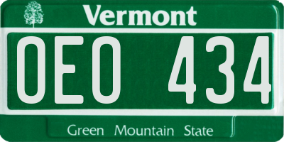 VT license plate OEO434
