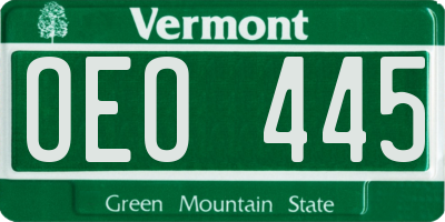 VT license plate OEO445