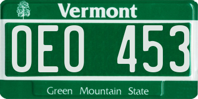 VT license plate OEO453