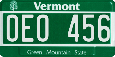 VT license plate OEO456