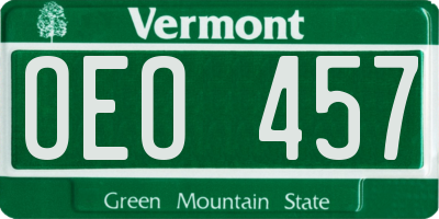 VT license plate OEO457