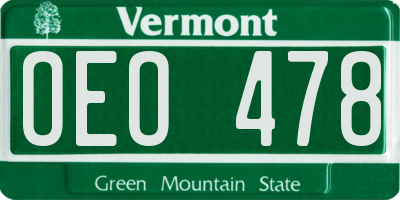 VT license plate OEO478