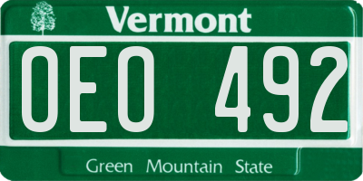 VT license plate OEO492