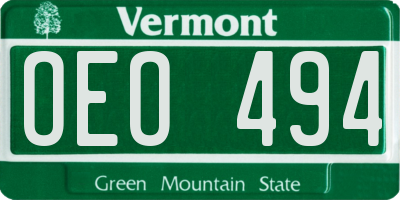 VT license plate OEO494