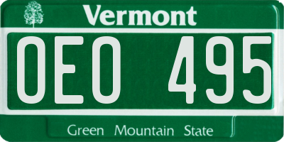 VT license plate OEO495