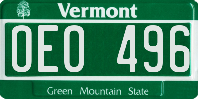 VT license plate OEO496