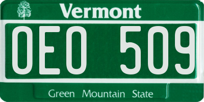 VT license plate OEO509