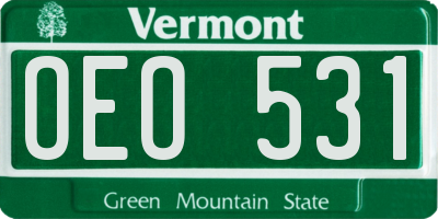 VT license plate OEO531