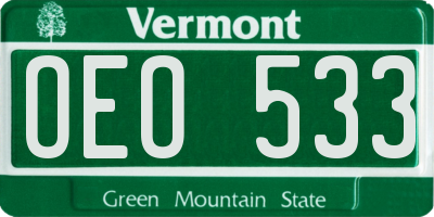 VT license plate OEO533