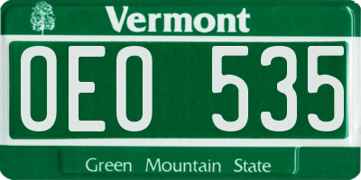 VT license plate OEO535