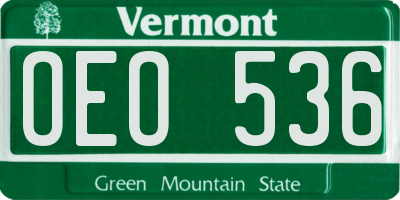 VT license plate OEO536