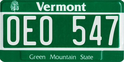VT license plate OEO547