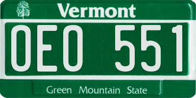 VT license plate OEO551
