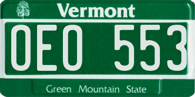 VT license plate OEO553